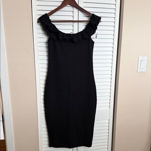 Zara Black One Shoulder Dress with Ruffle